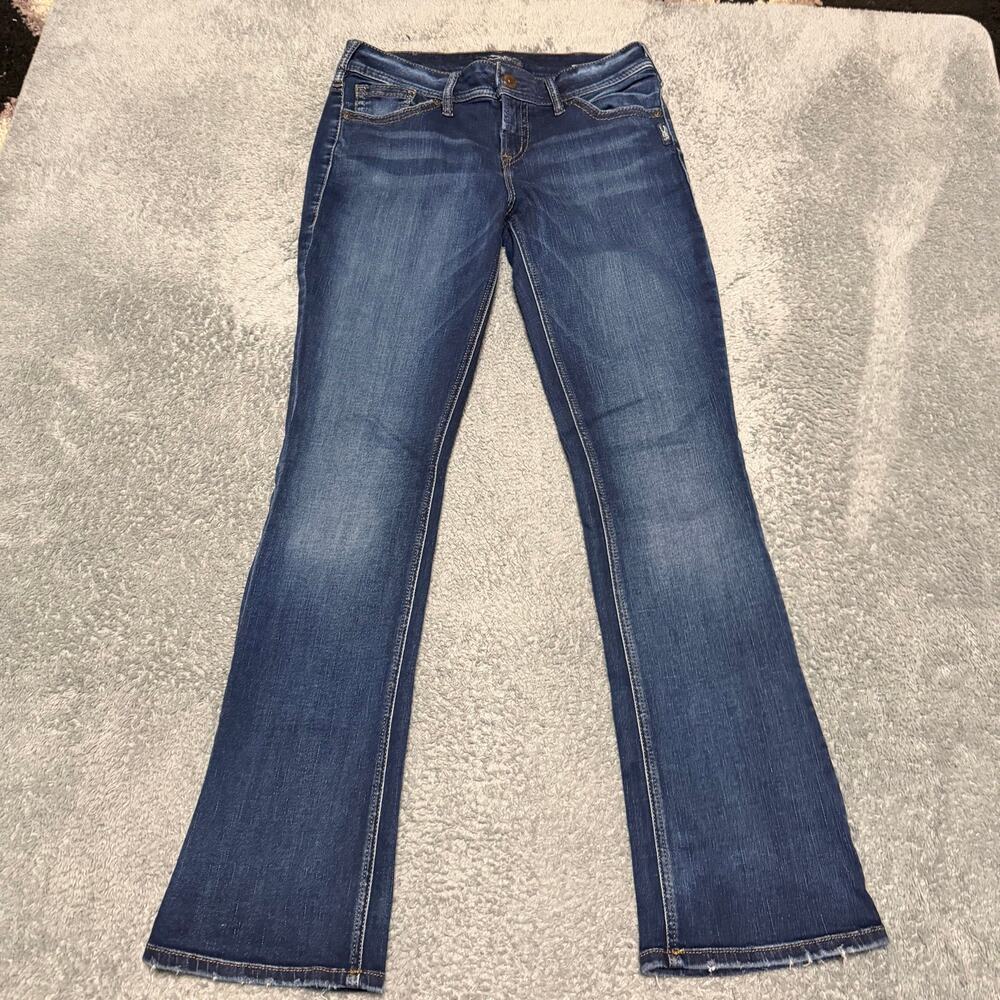 Silver Jeans Womens 30 x33 Suki Slim Boot Western Blue Denim Contrast Stitch